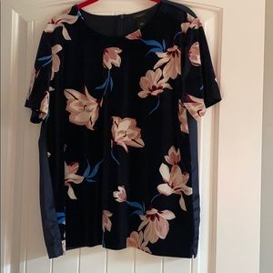 Velvet Floral Short Sleeve Blouse